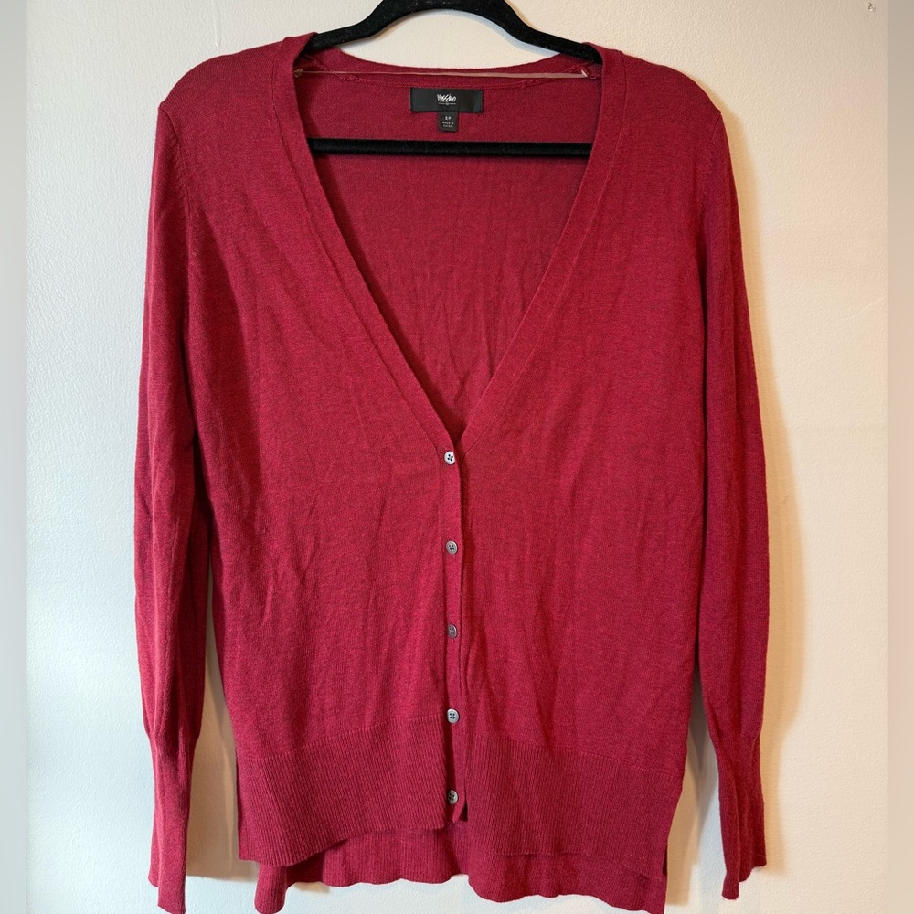 Mossimo Supply Co. Burgundy Red V-Neck Button-Down Knit Cardigan Size Small